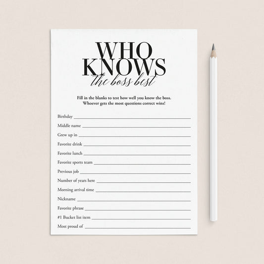 Who Knows The Boss Best Game Printable by LittleSizzle