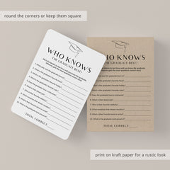 Printable Who Knows The Graduate Best Graduation Party Game
