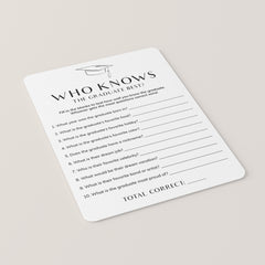 Printable Who Knows The Graduate Best Graduation Party Game