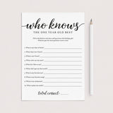 Girl First Birthday Trivia Who Knows The One Year Old Best Printable by LittleSizzle