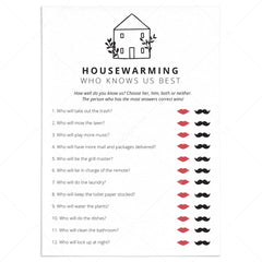 Moving In Together Party Game Who Knows Us Best Printable by LittleSizzle