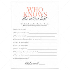 Who Knows The Retiree Best Retirement Party Game for Her by LittleSizzle