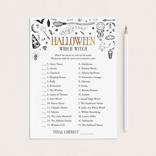 Witchy Halloween Party Game Which Witch with Answer Key by LittleSizzle
