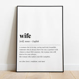 Wife Definition Print Digital Download