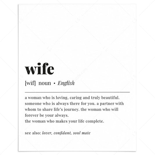 Wife Definition Print by LittleSizzle