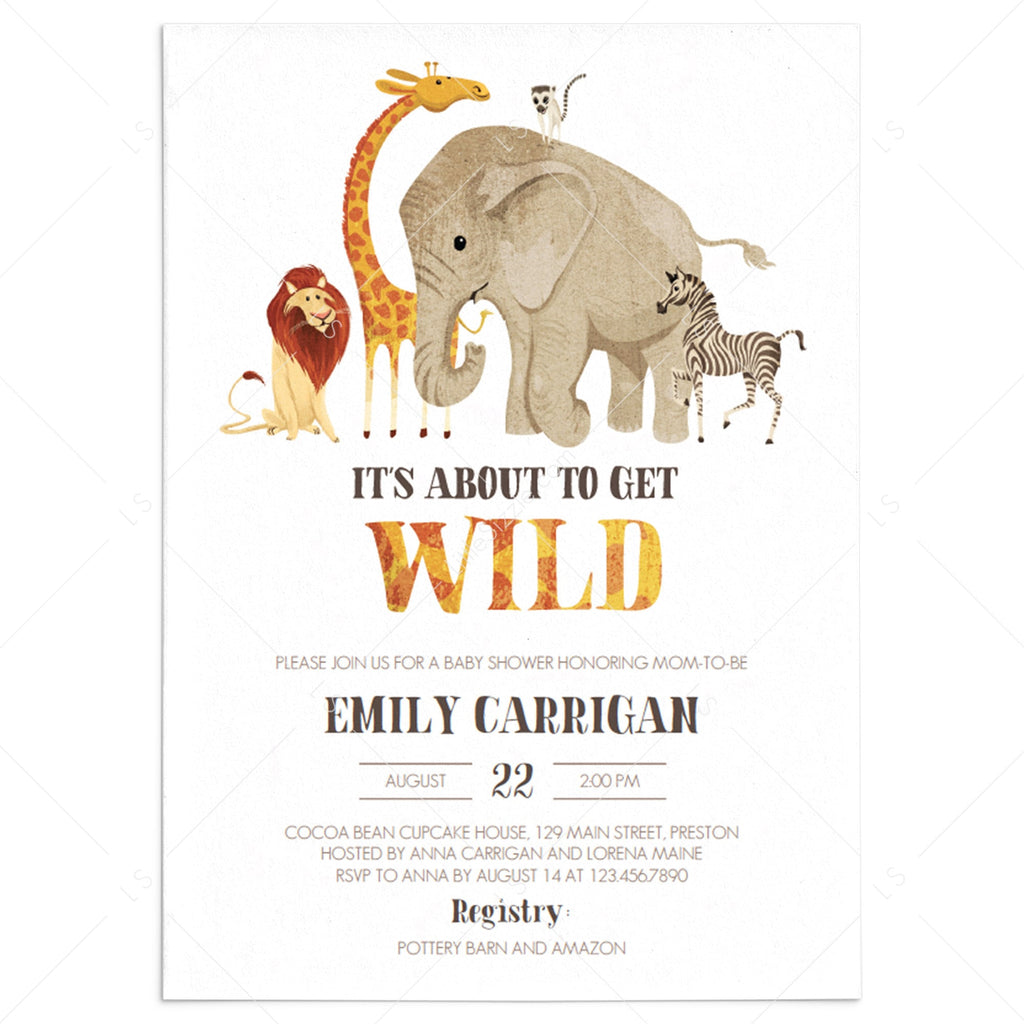 Safari Animals baby shower invitation template | Instant download – LittleSizzle safari-animals-baby-shower-invitation-template-instant-download-littlesizzle