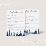 Forest Baby Shower Baby Prediction Cards Printable