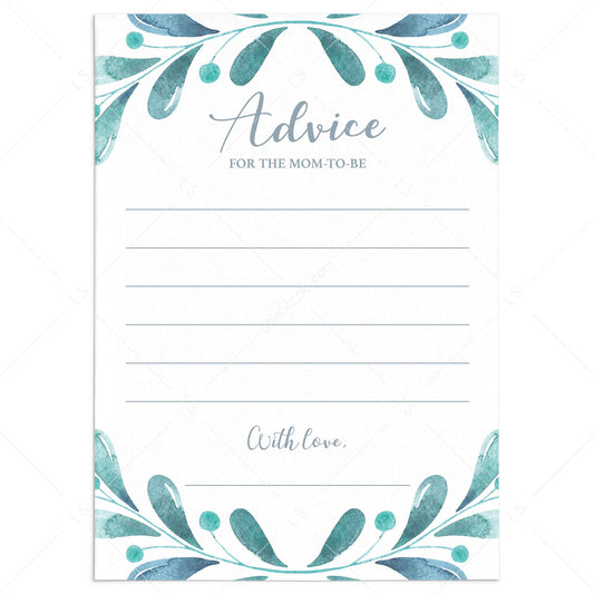 Advice card for new moms printable winter theme baby shower by LittleSizzle