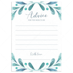 Advice card for new moms printable winter theme baby shower by LittleSizzle
