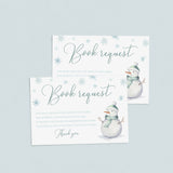 Snow baby shower bring a book for baby cards instant download by LittleSizzle