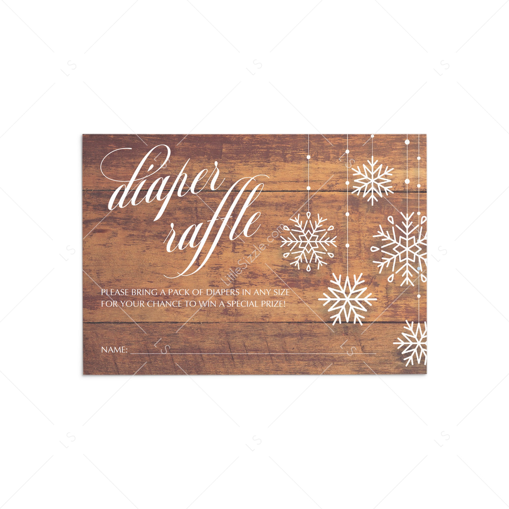 Diaper raffle cards for winter baby shower by LittleSizzle