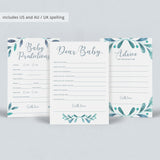 Blue and Silver Baby Shower Games Bundle Winter Theme