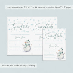 Snowflake Baby Shower Invitation Download Winter Boy