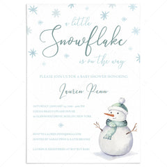 Snowflake baby shower invitation template for boy by LittleSizzle