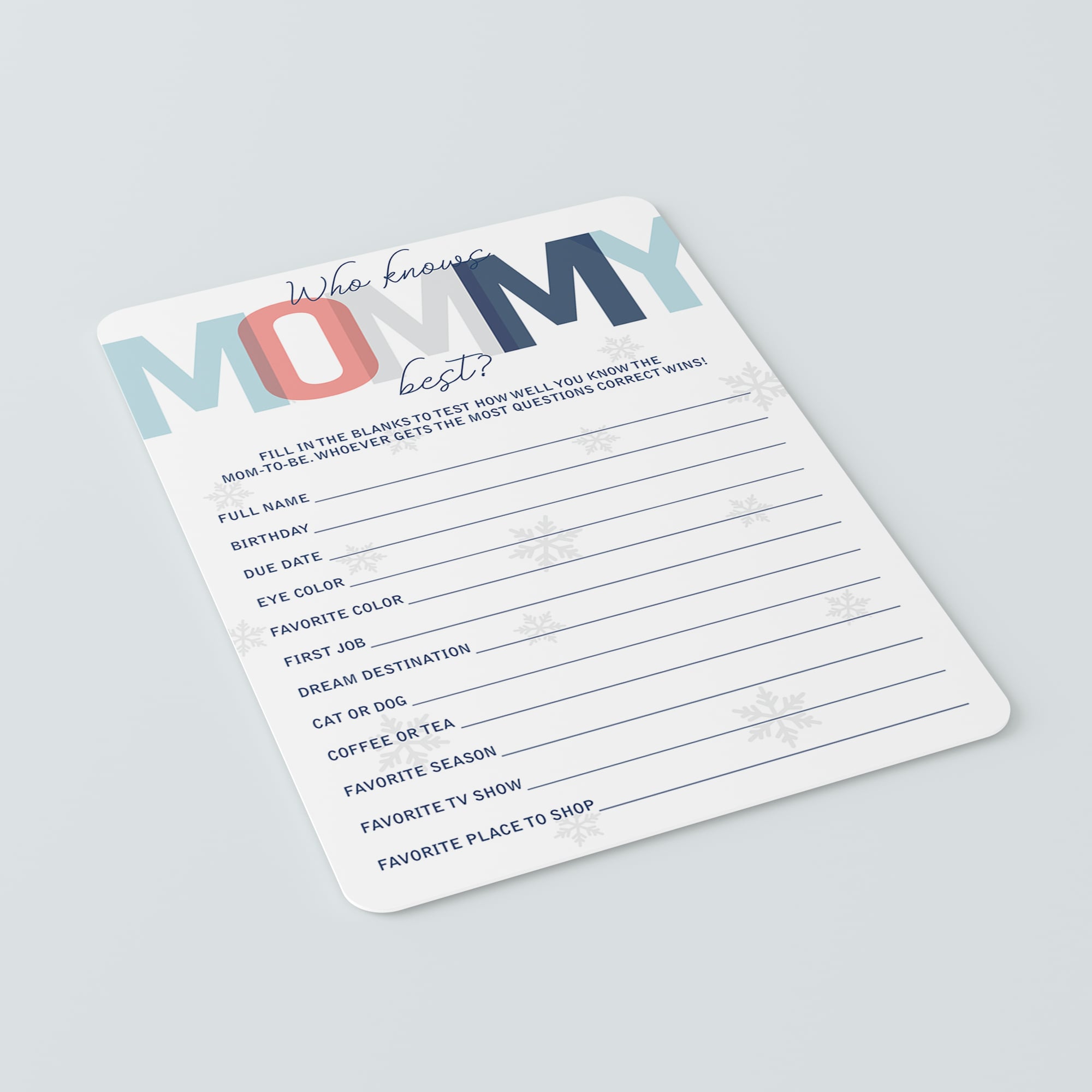 Mommy quiz for blue baby shower in winter by LittleSizzle