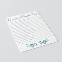 Blue and Silver Baby Shower Games Nursery Rhyme Quiz Printable