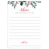 Christmas Bridal Shower Advice Cards Printable by LittleSizzle