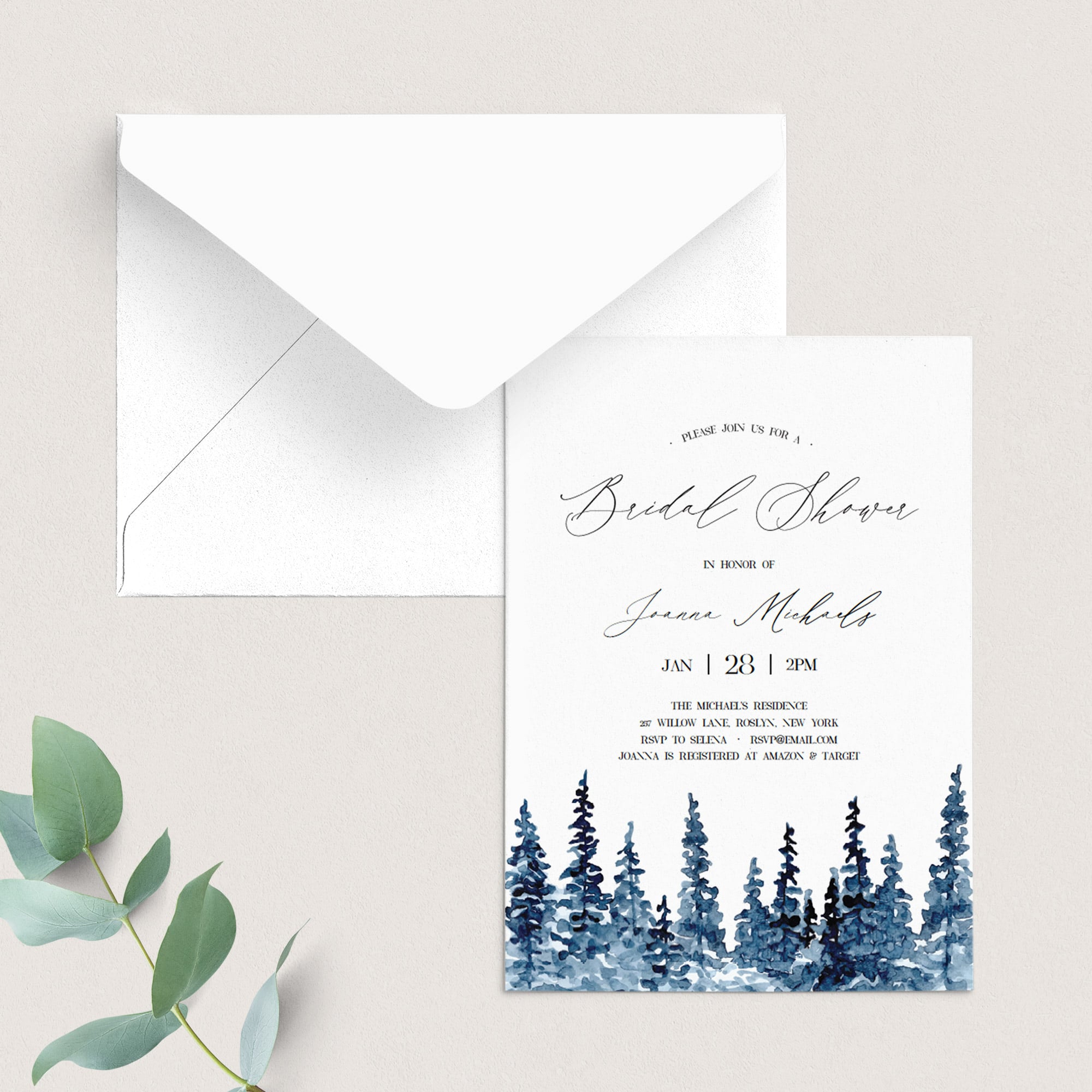 Forest adventure bridal shower invites Winter bridal shower invitation template by LittleSizzle
