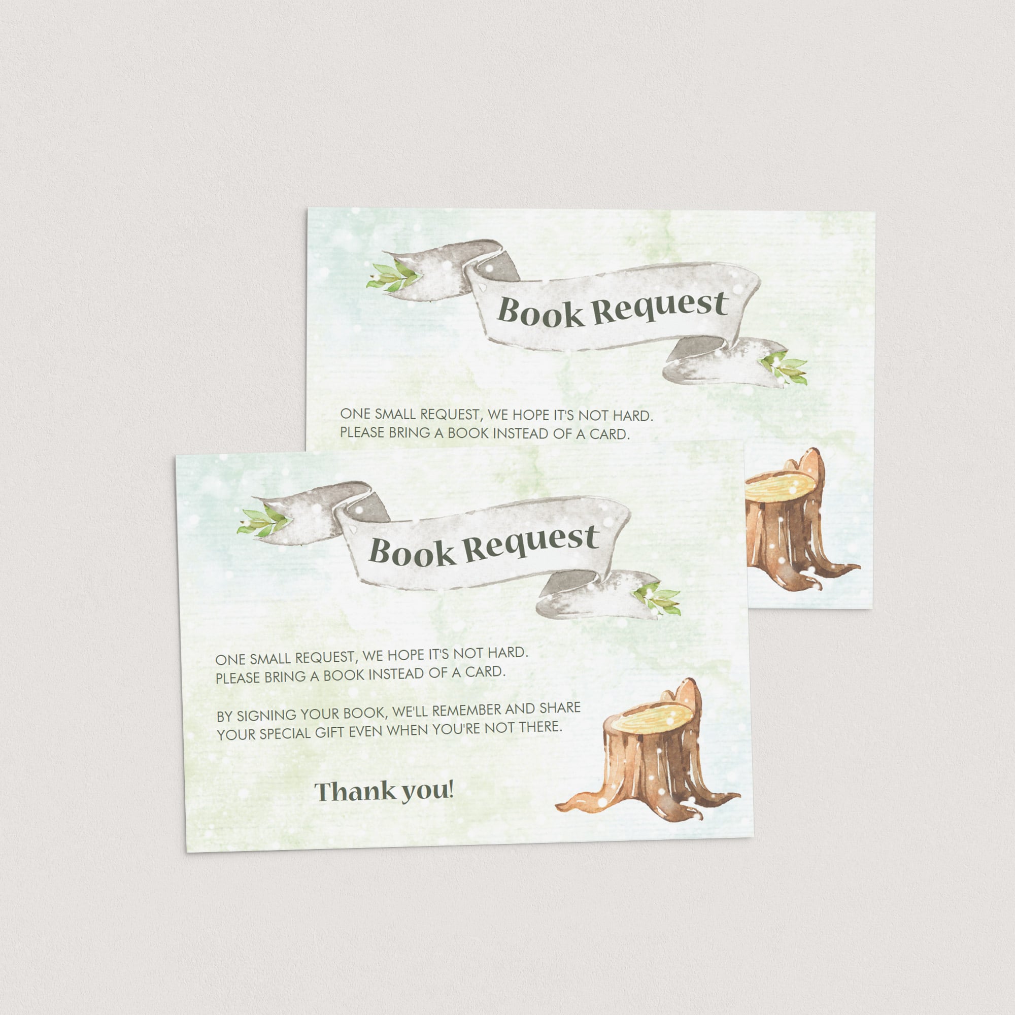 Download babyshower book request cards winter woodland theme by LittleSizzle