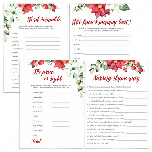 Winter Floral Baby Shower Games Bundle Instant Download by LittleSizzle
