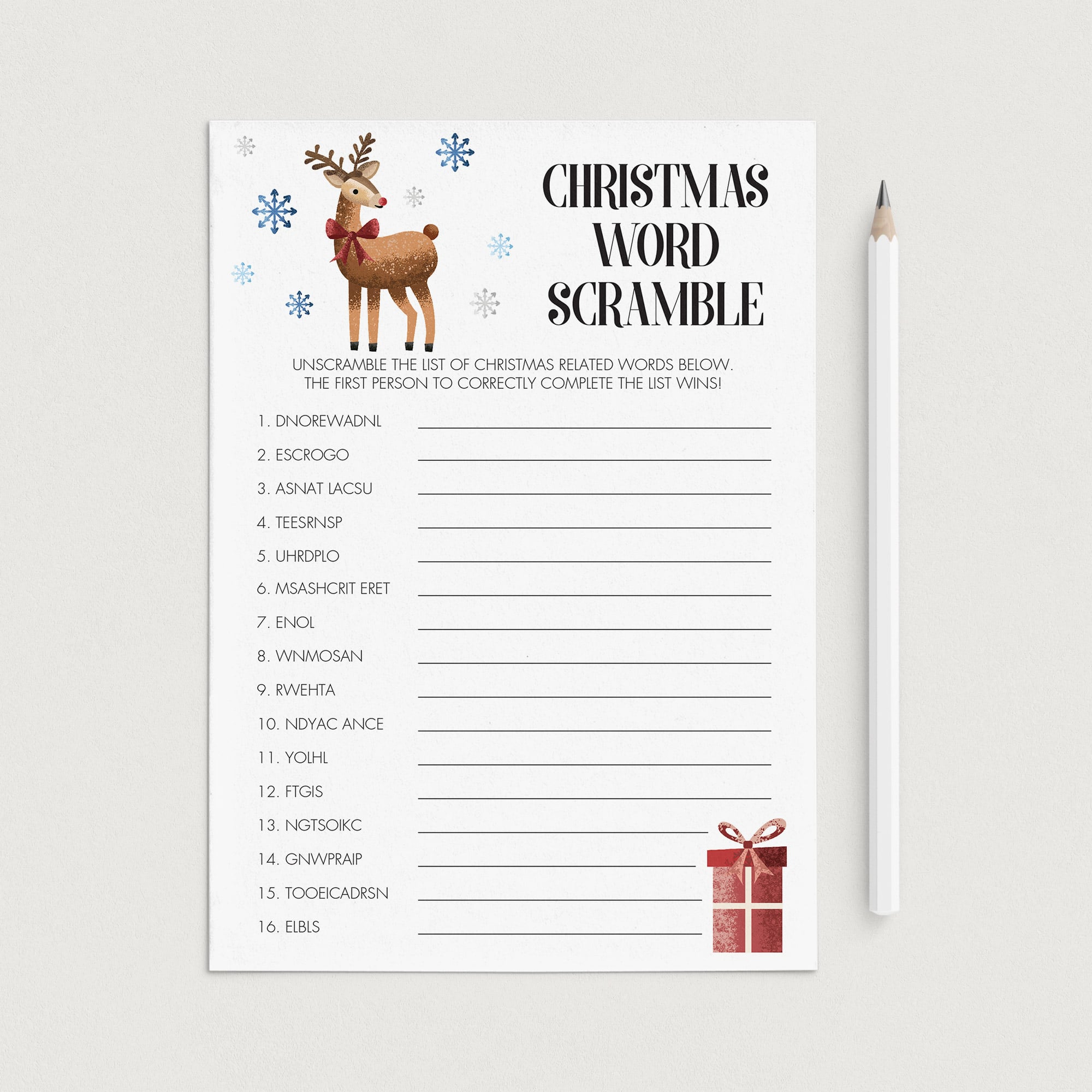 Fun Christmas Word Scramble Puzzle Instant Download by LittleSizzle