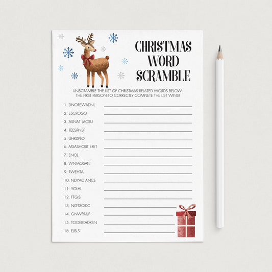 Fun Christmas Word Scramble Puzzle Instant Download by LittleSizzle
