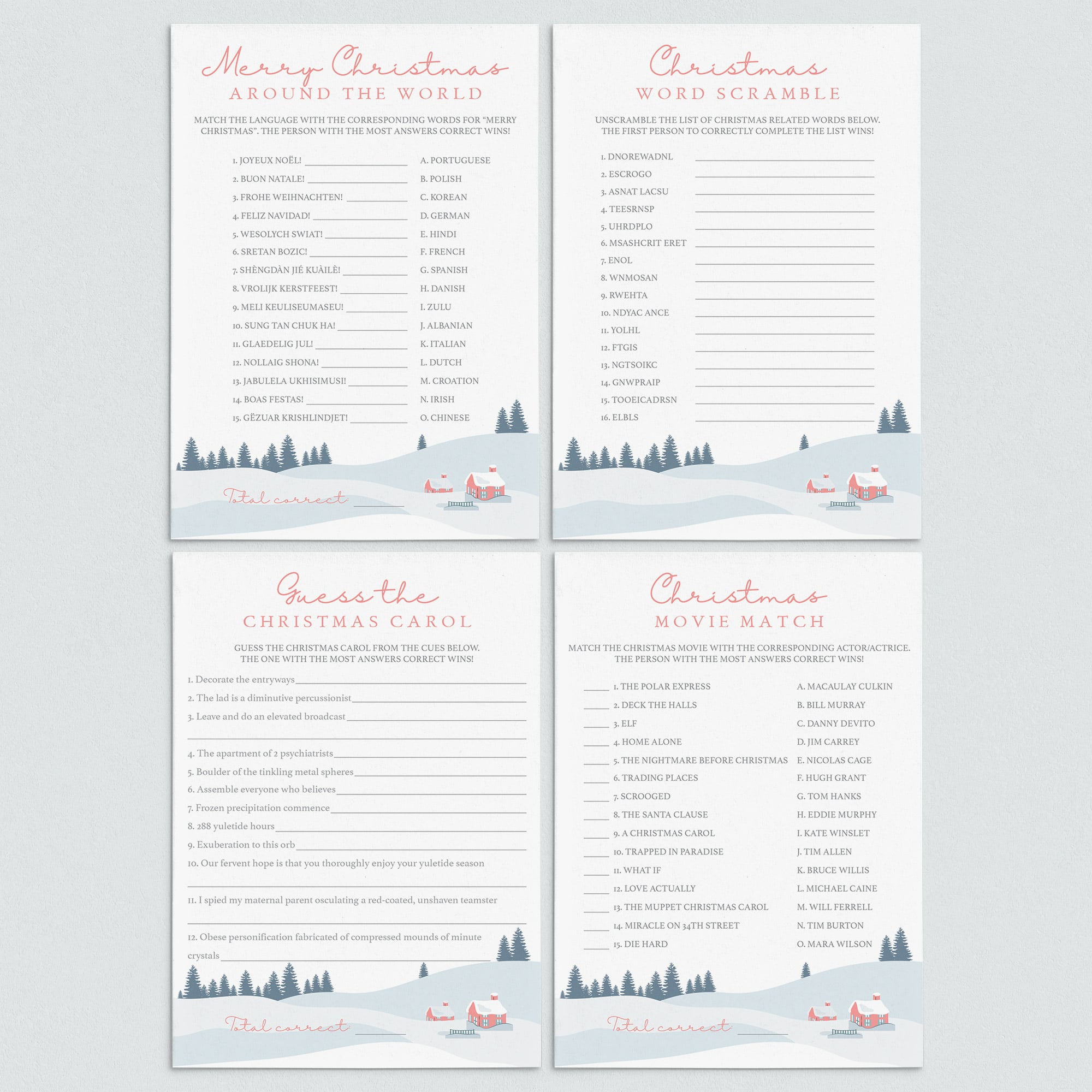 Winter Christmas Game Bundle Printable by LittleSizzle