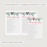 8 Winter Holly Baby Shower Games Printable