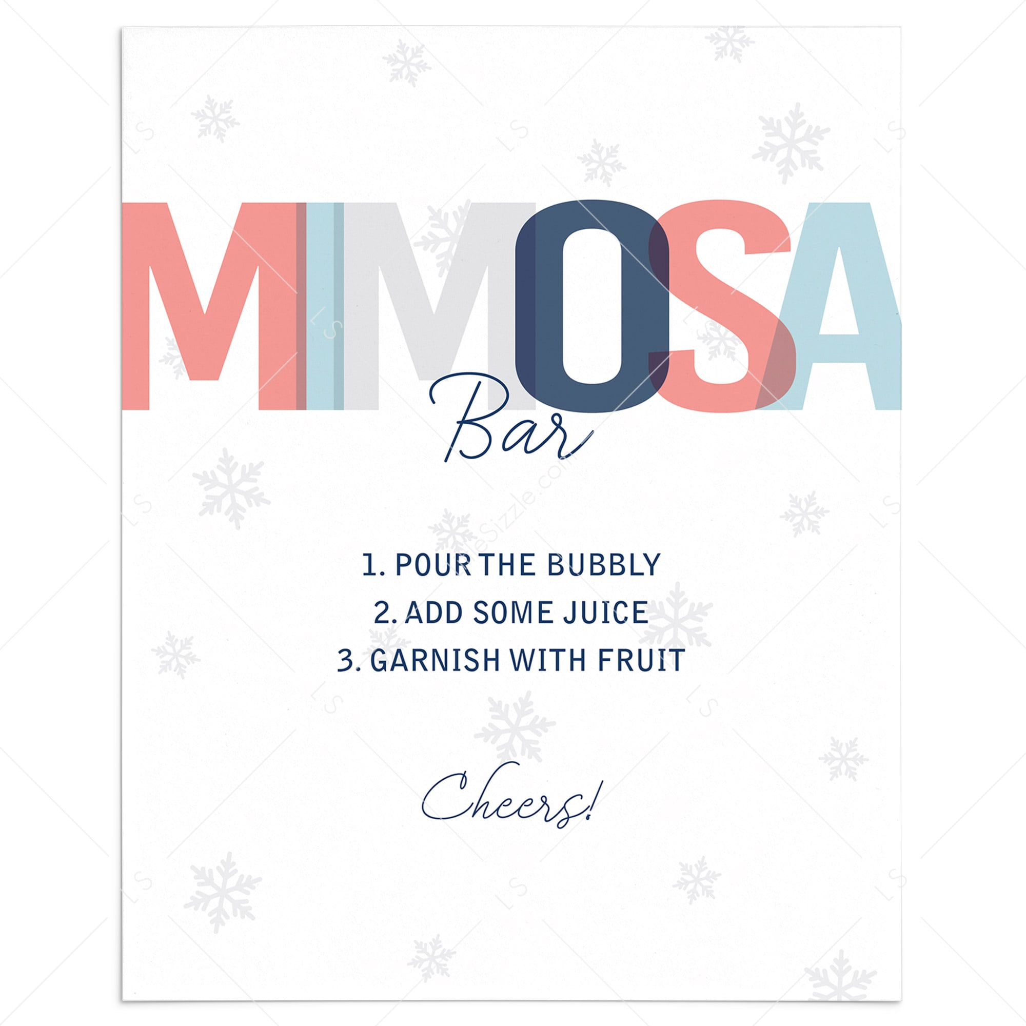 Winter shower mimosa bar table sign printable by LittleSizzle