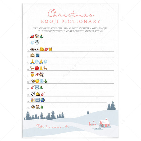 Winter Holiday Emoji Pictionary Game Printable by LittleSizzle