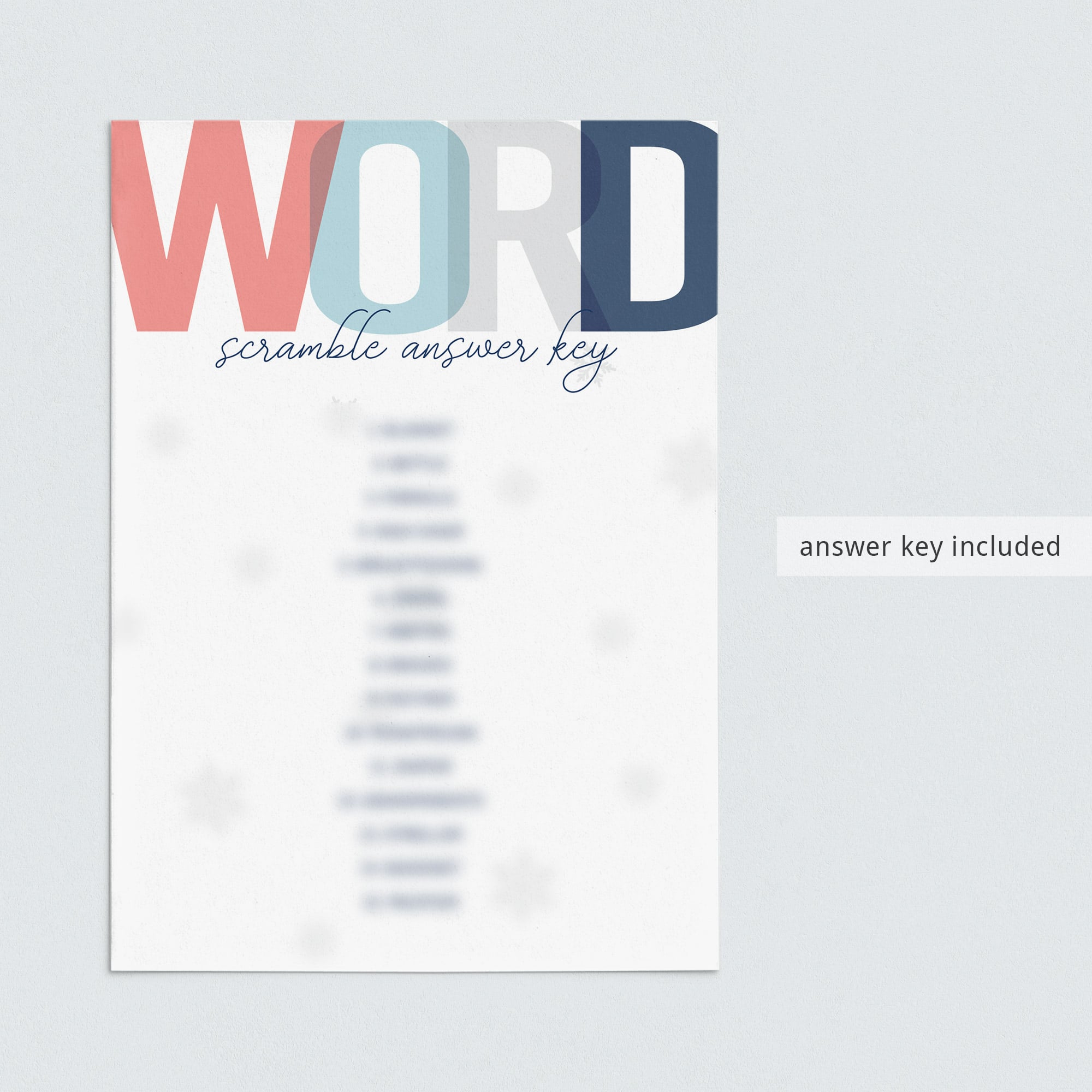 Scrambled words answer key for baby shower by LittleSizzle