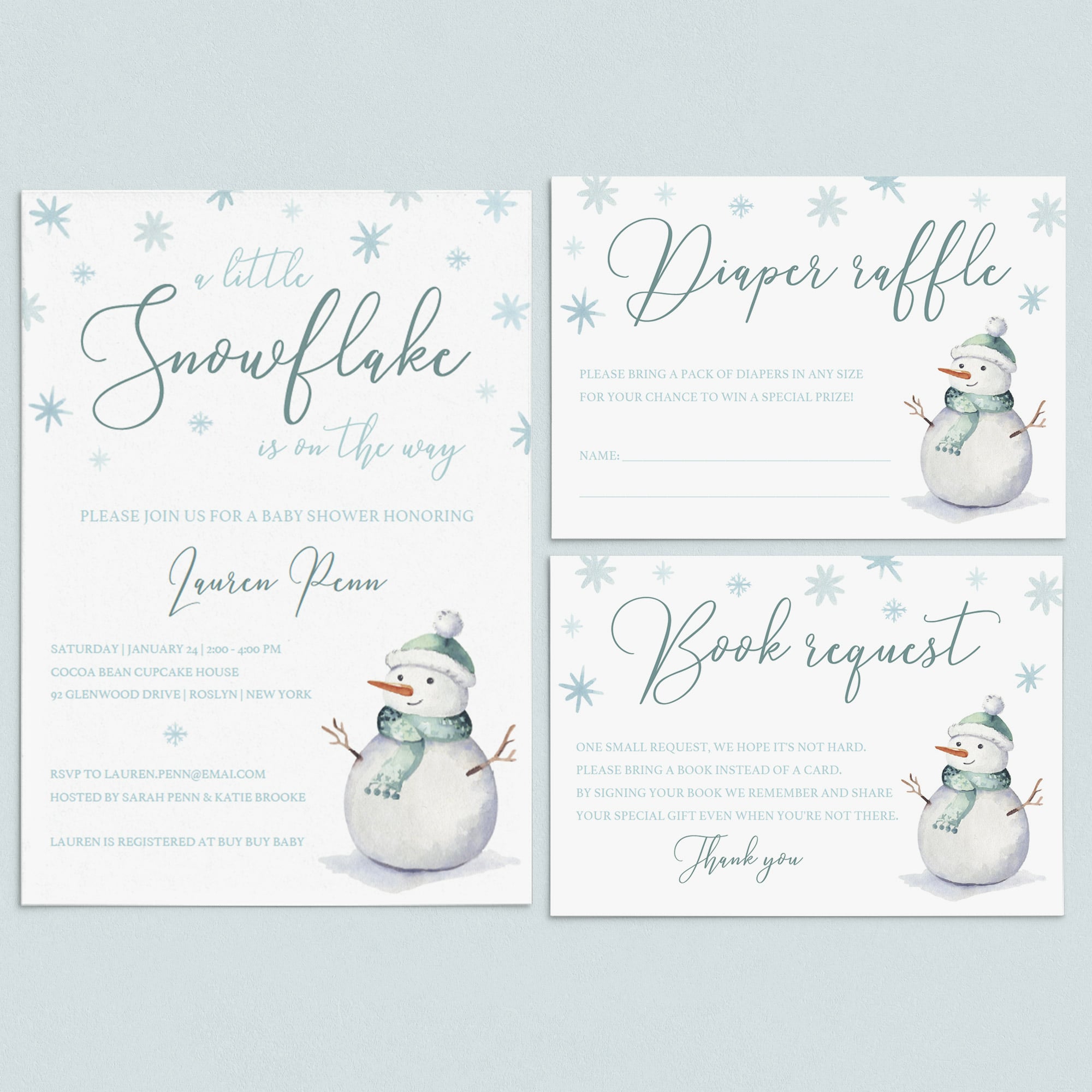 Winter wonderland baby shower invitation kit templates by LittleSizzle