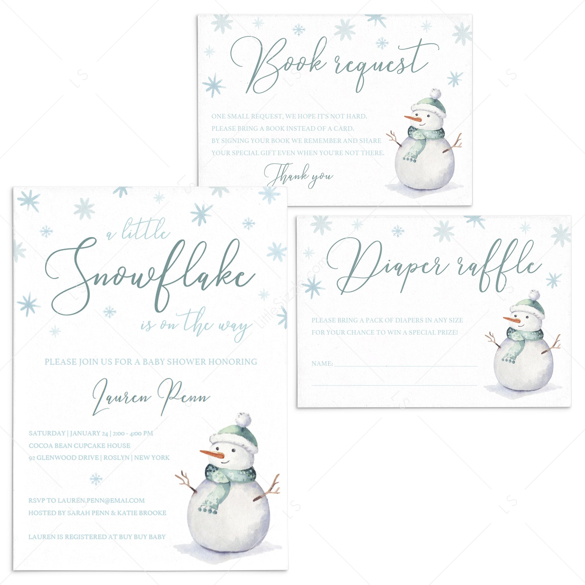 Winter wonderland baby shower invitation kit templates by LittleSizzle
