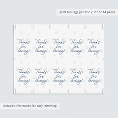 Winter Party Supplies Printable Package