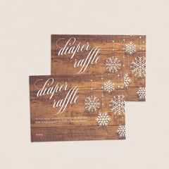 Rustic winter diaper raffle cards printable by LittleSizzle