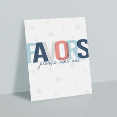 Winter Themed Favors Sign with Snowflakes