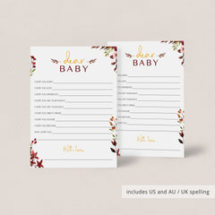 Burgundy baby shower games dear baby wishes by LittleSizzle