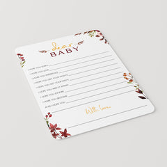 Wishes for Baby Cards Printable Burgundy Floral
