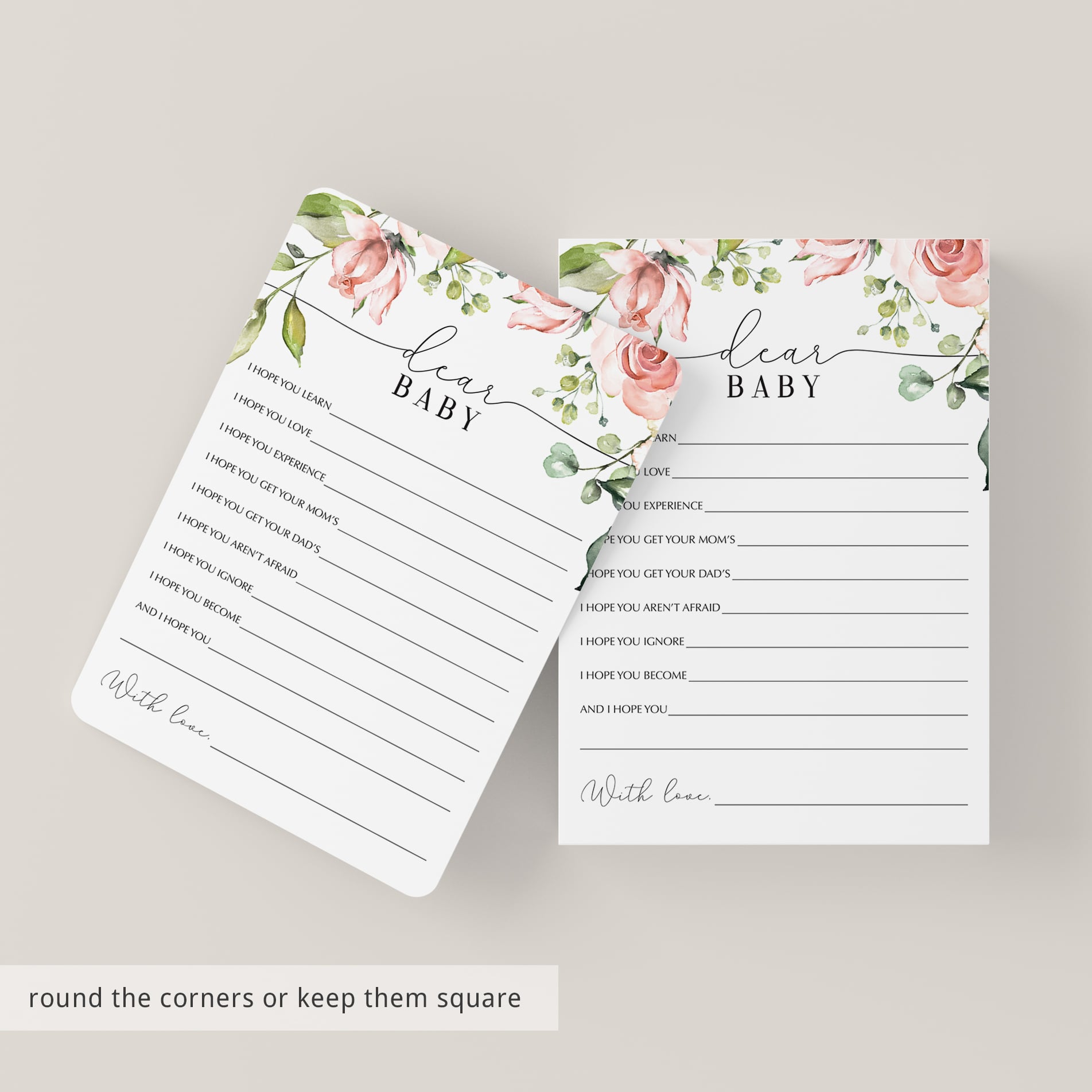 Printable wishes for the new baby party game flower theme by LittleSizzle