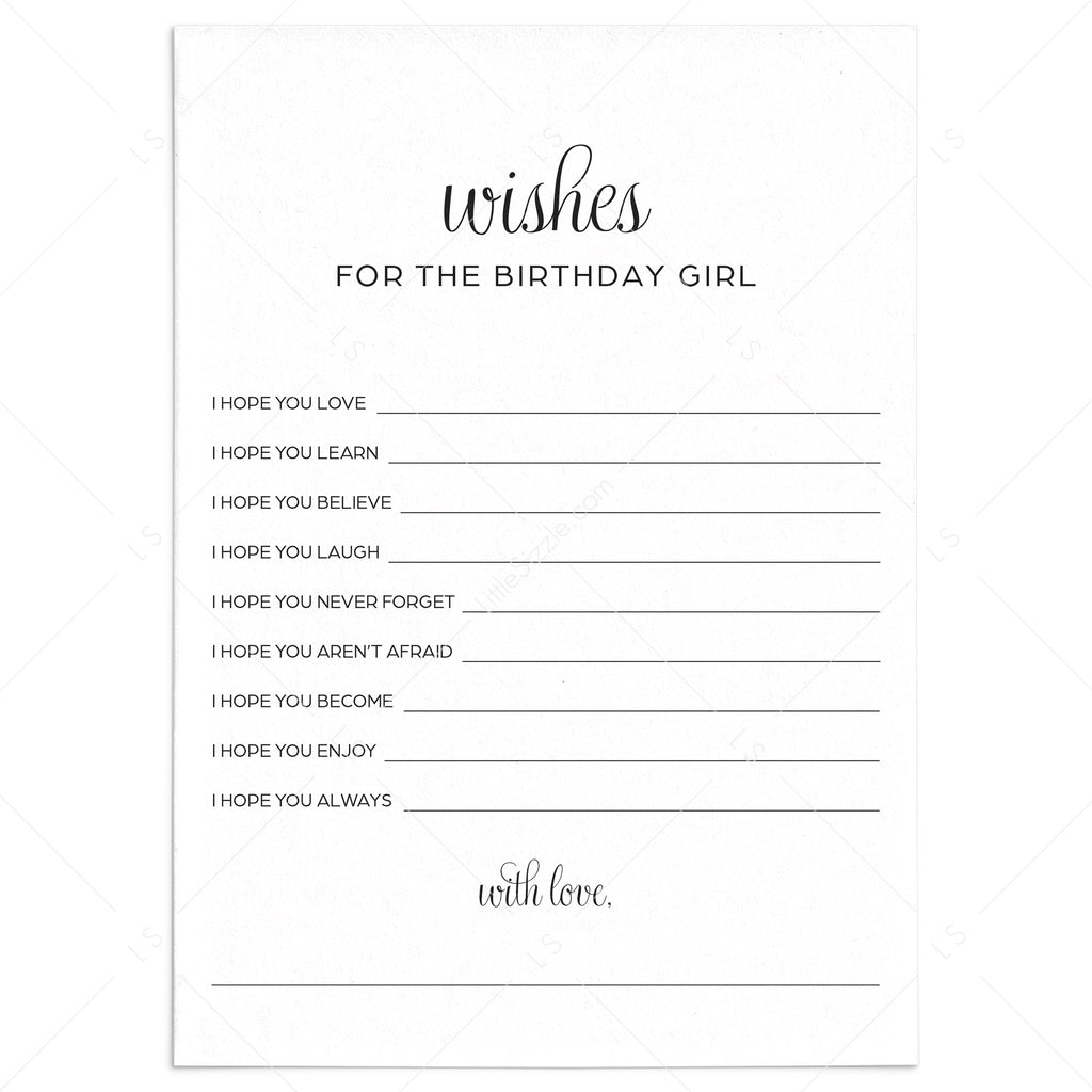 Elegant Women's Birthday Party Wishes Cards Printable | Instant ...