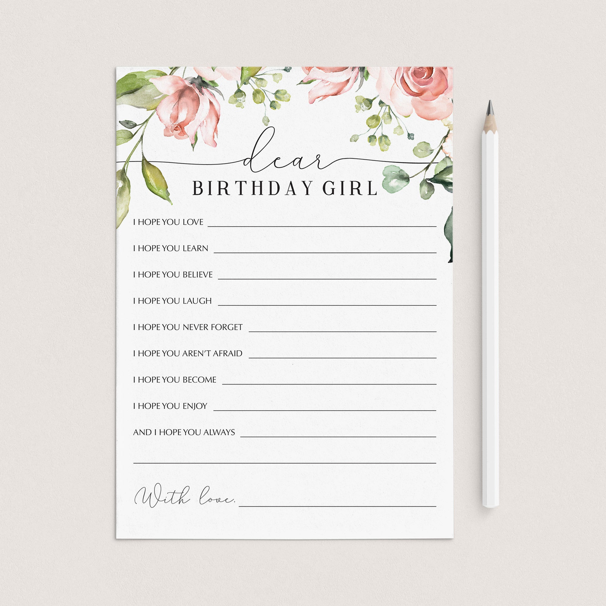 Girl Birthday Wishes And Advice Cards Printable by LittleSizzle