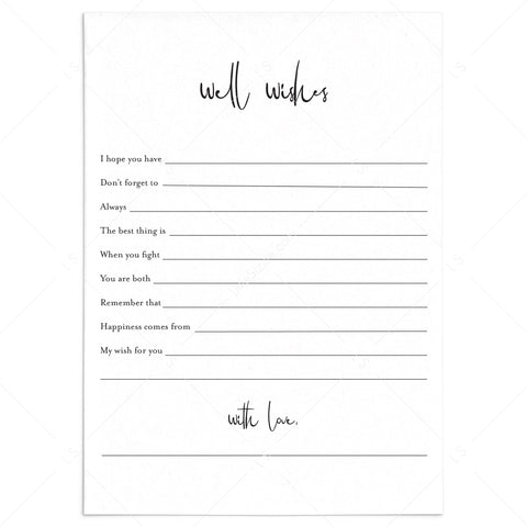 Well Wishes For The Mr and Mrs Cards Printable | Instant Download ...