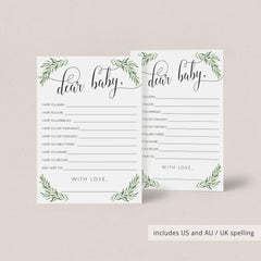 Greenery baby shower wishes for the new baby and mum by LittleSizzle