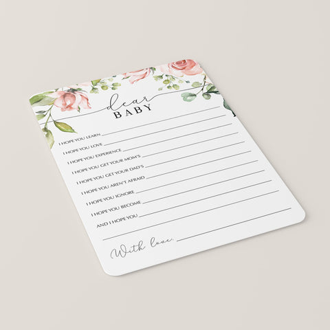 Flower Baby Shower Dear Baby Wishes Card | Printable & Virtual Files ...