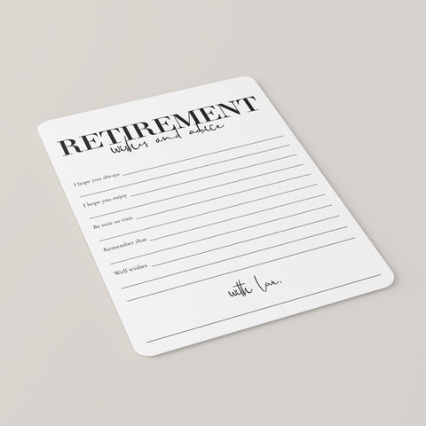 Modern Retirement Wishes &amp; Advice Cards Printable | Instant Download ...