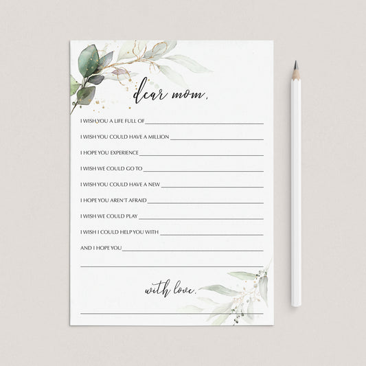 Greenery and Gold Mother's Day Wish Cards Printable by LittleSizzle