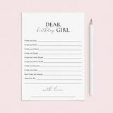 Printable Wishes For The Birthday Girl Cards by LittleSizzle