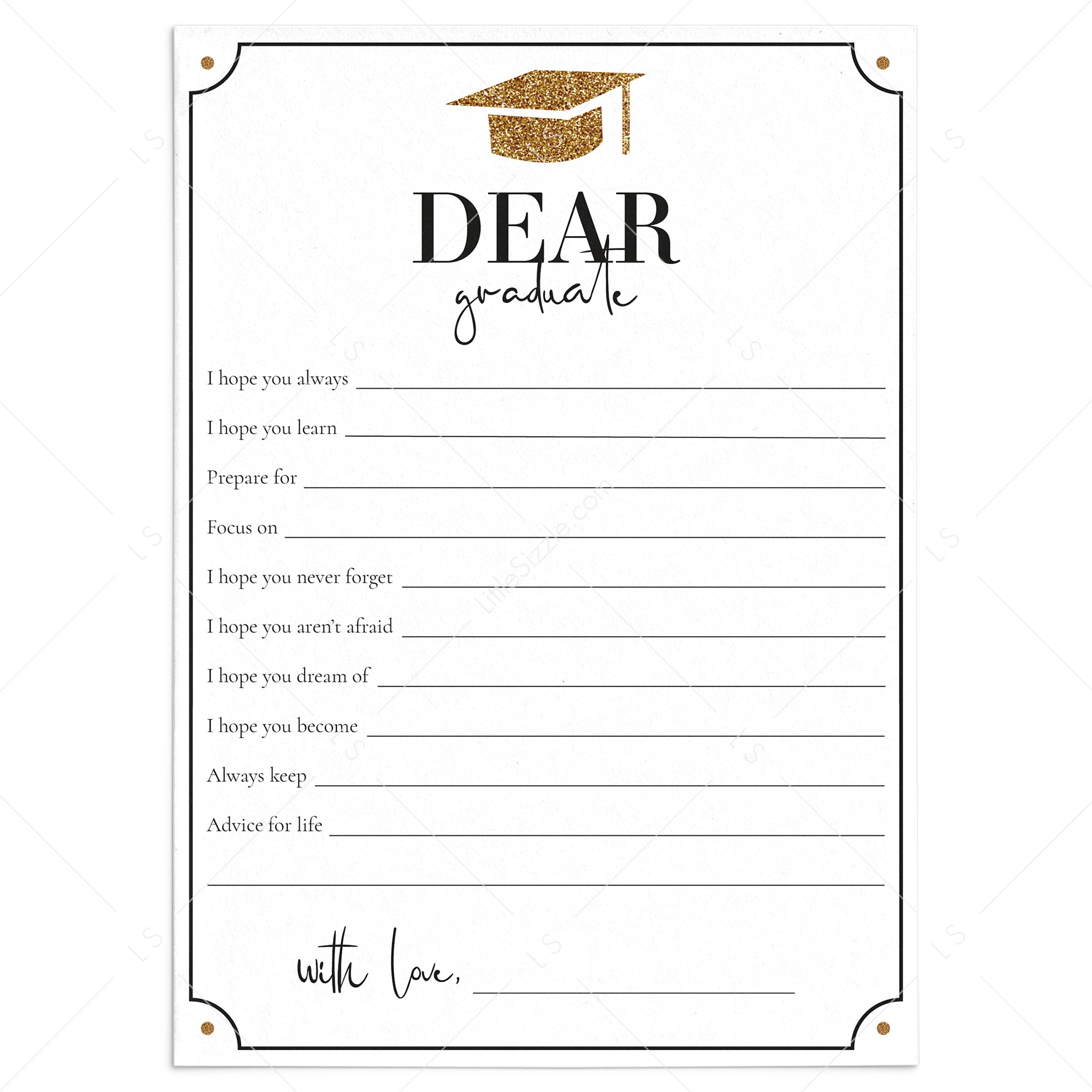 Advice and Well Wishes for the Graduate Cards Printable by LittleSizzle