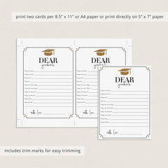 Advice and Well Wishes for the Graduate Cards Printable