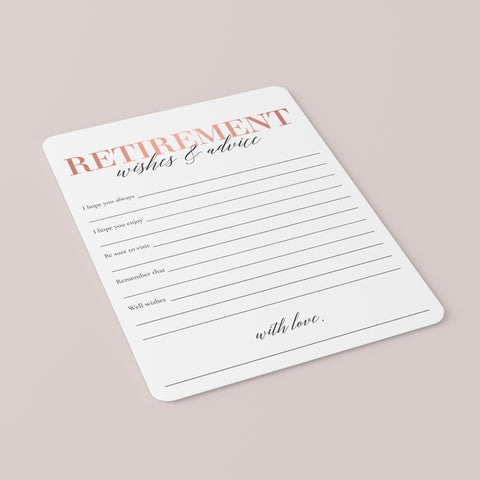 Women's Retirement Wishes And Advice Cards Printable 